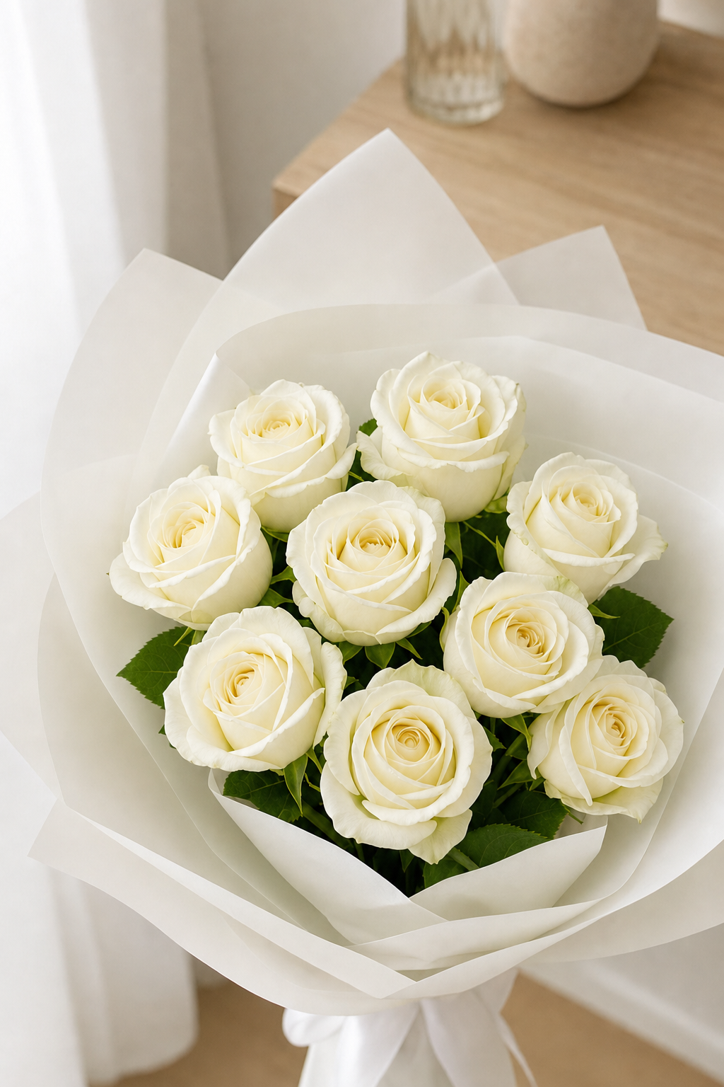 Buchet trandafiri albi