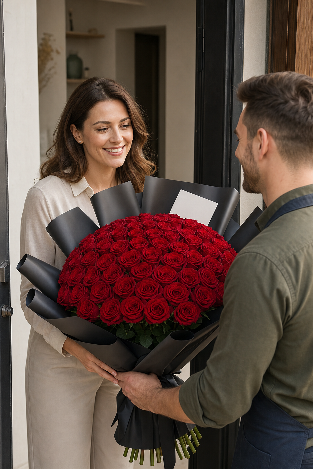 Buchet imens de trandafiri rosii, cadou floral romantic