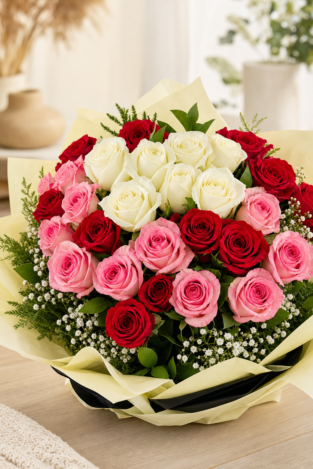 Buchet imens trandafiri mix color