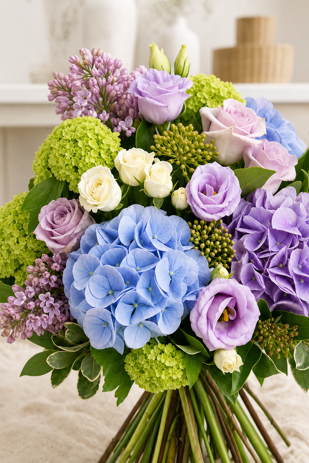 Buchet pastelat cu hortensii