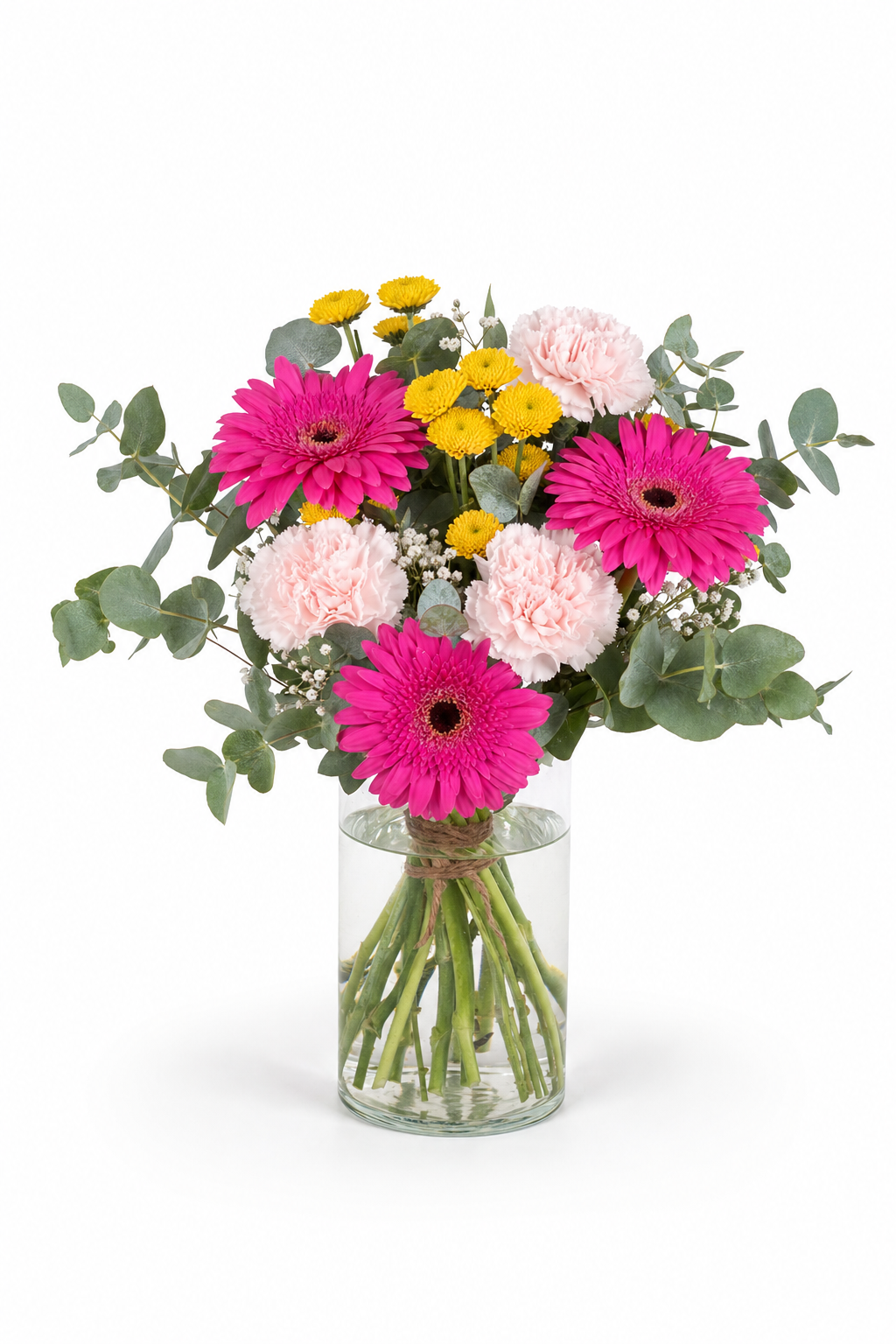 Buchet in vaza cu crizanteme colorate