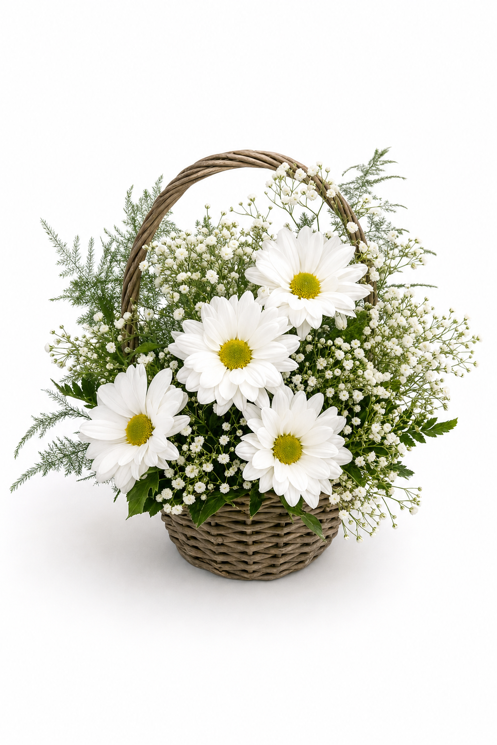Aranjament Floral Premium cu Chrysanthemum și Gypsophila Albe