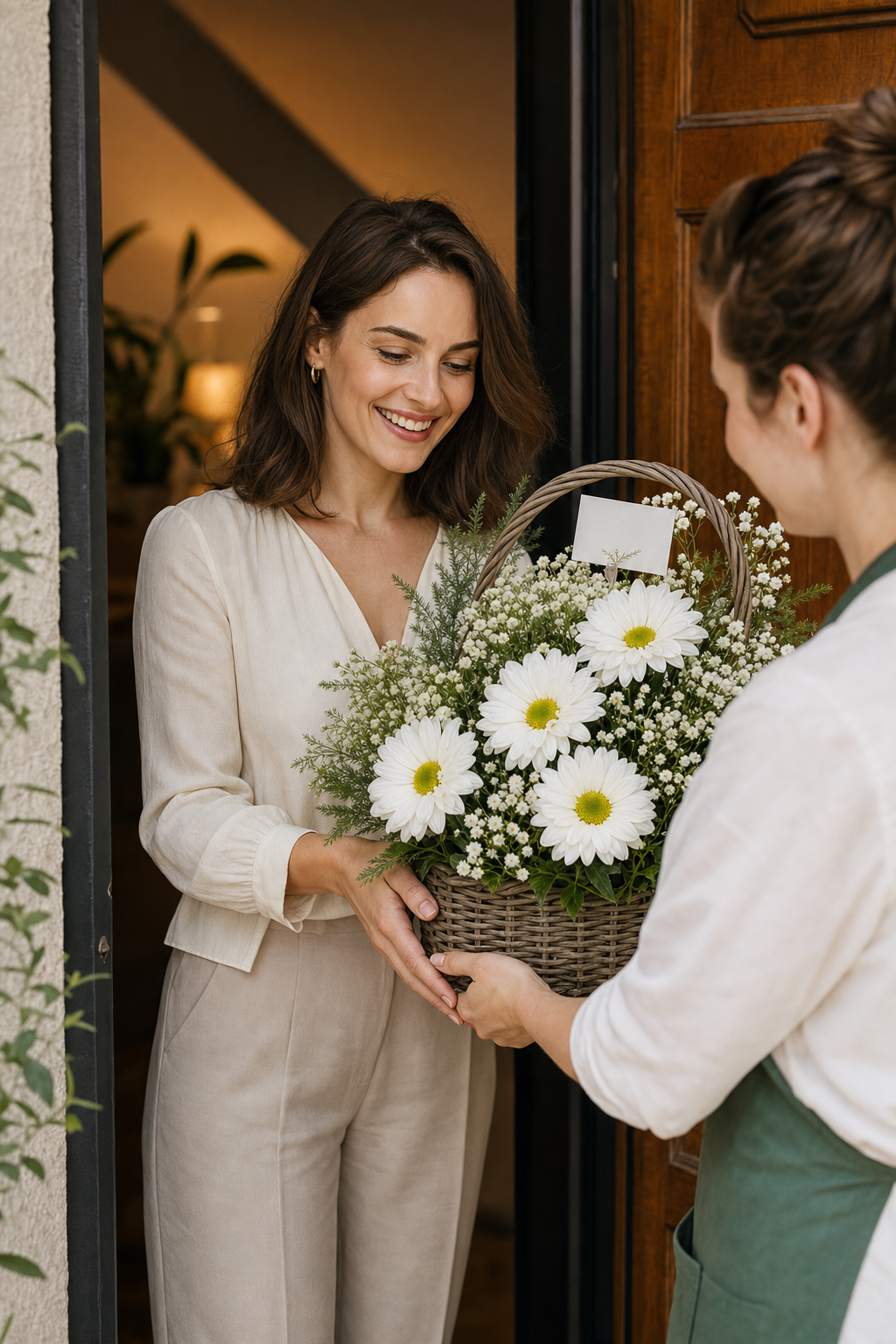 Aranjament Floral Premium cu Chrysanthemum și Gypsophila Albe