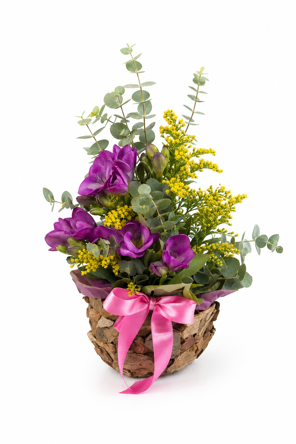 Buchet Premium cu Frezii și Solidago Mov