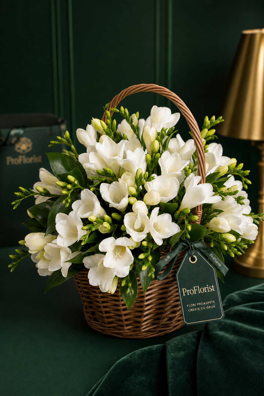 Aranjament Floral Premium cu Frezii Albe