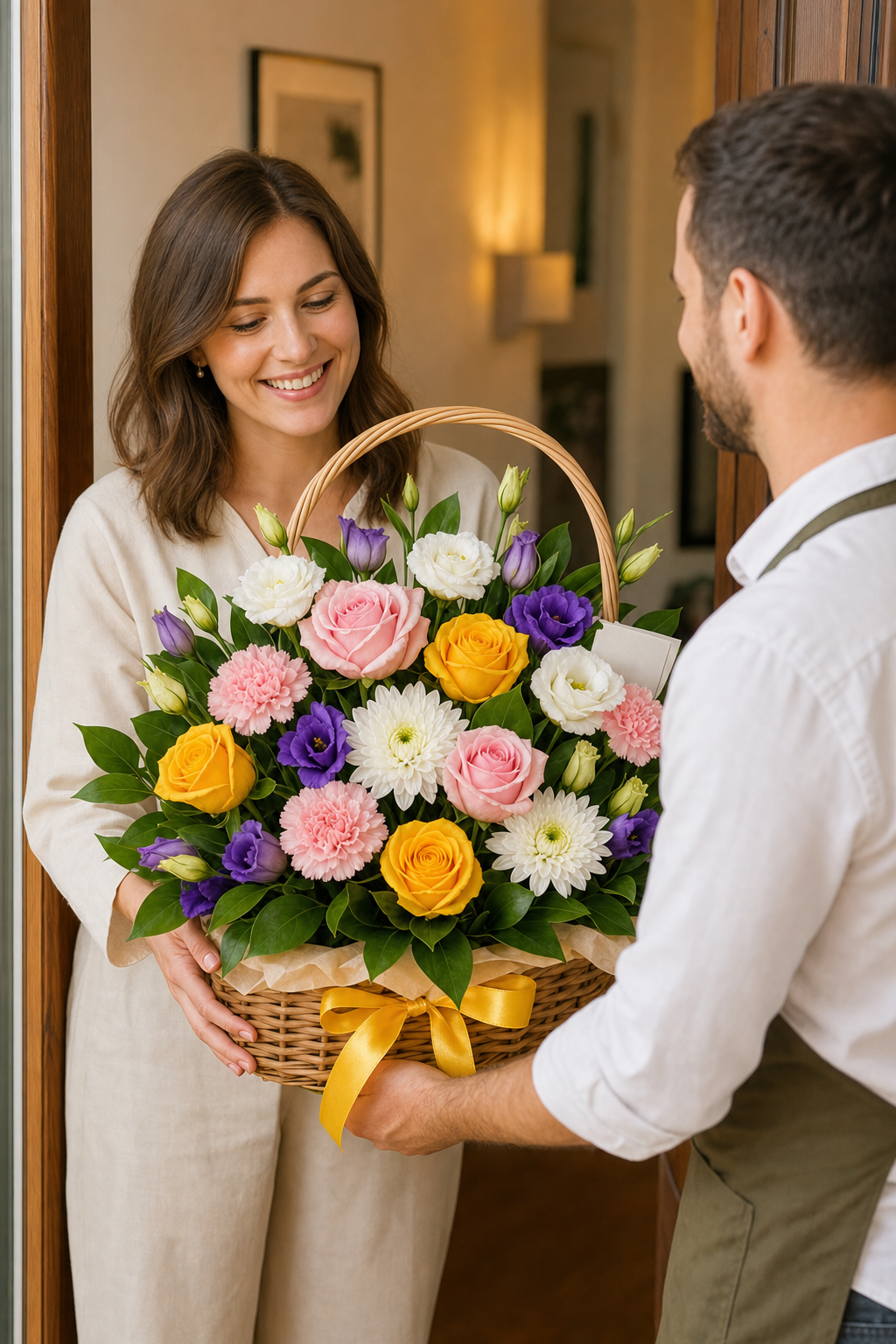 Aranjament Floral Premium cu Chrysanthemum și Lisianthus Albe și Verzi – imaginea 2