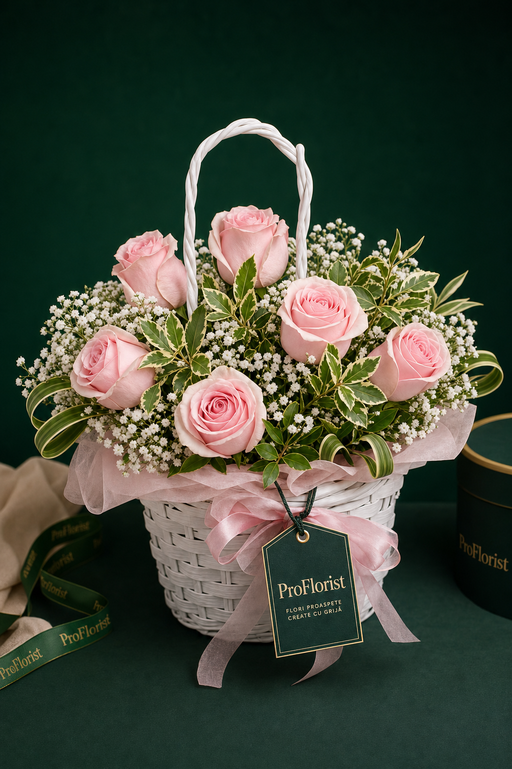 Premium-Blumenarrangement mit Schleierkraut und rosa Rosen – Bild 3